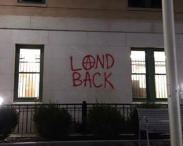 “Land Back”: Activists tag Buncombe County Government Building on Indigenous People’s Day